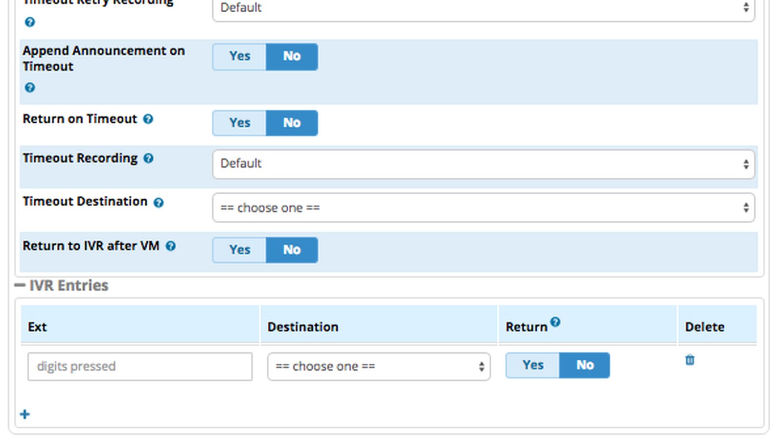 FreePBX: пункты IVR