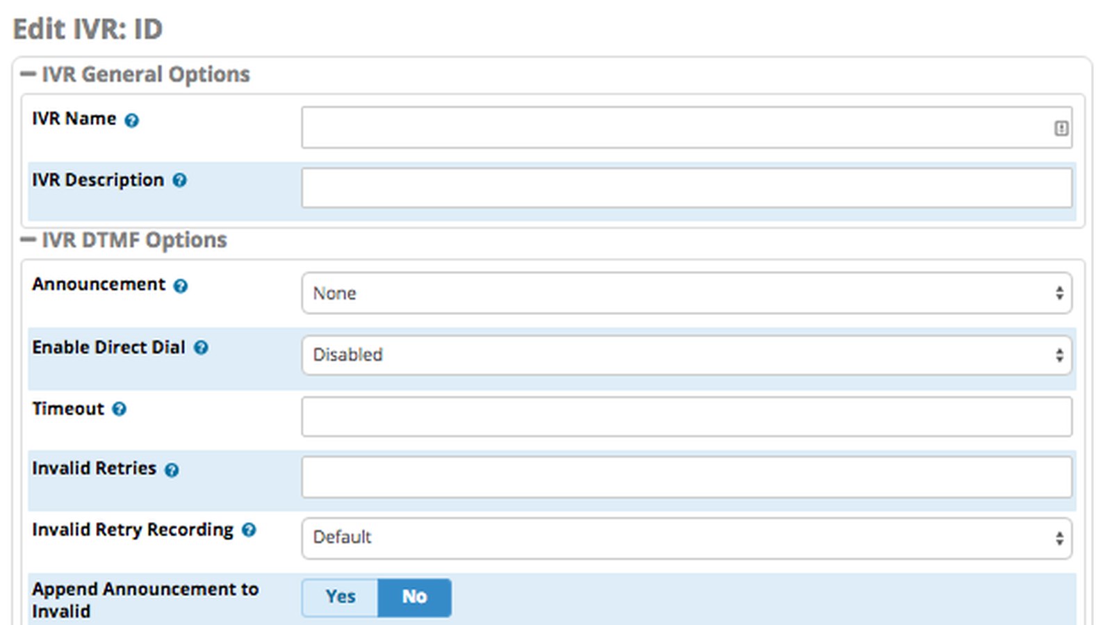 FreePBX: настройка IVR, общие параметры
