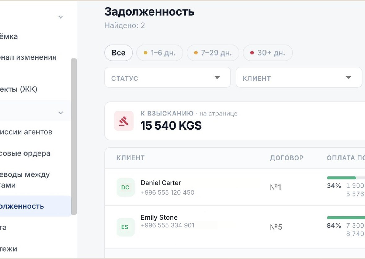 Задолженность